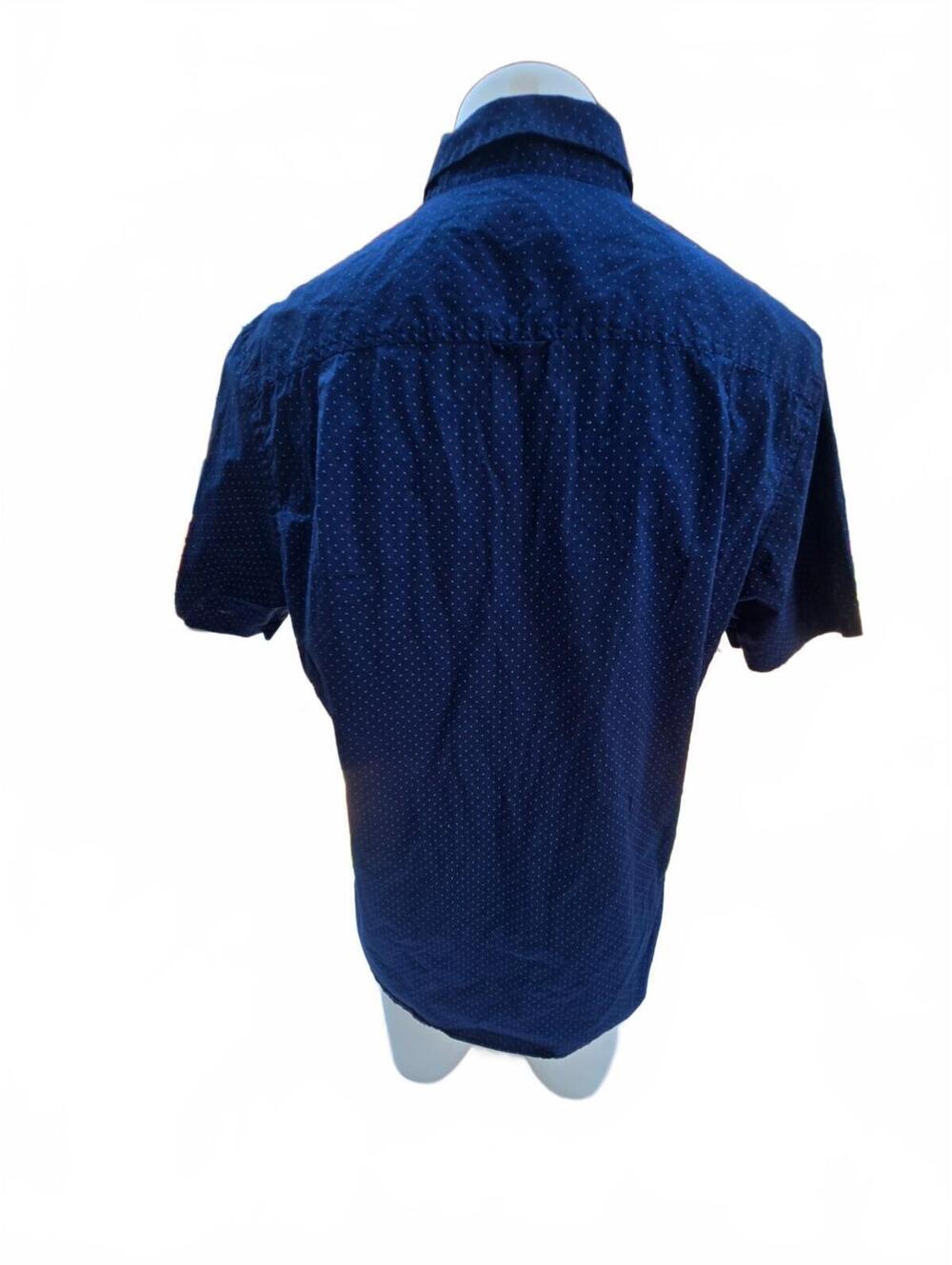 Club Room Men's Large Navy Blue Short Sleeve Button-Up Shirt with Polka Dot - Picture 2 of 4